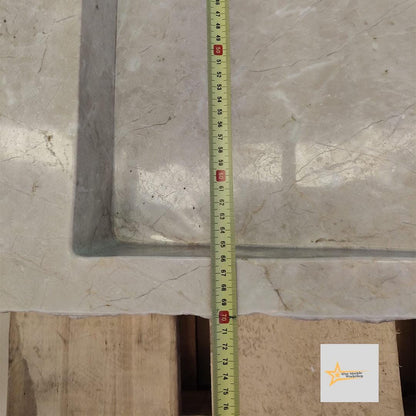 Ready to Ship Beige Marble Sink Rectangular Sink Farmhouse Sink Toilet Room Sink Hand Carved Marble Sink Faucet Hole Sink Wall Mounted Sink