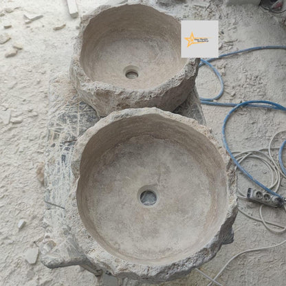 Ready to Ship Travertine  Sink Shapeless Sink Farmhouse Sink Powder Room Sink  Hand Carved Marble Sink Bathroom Sink natural stone sink