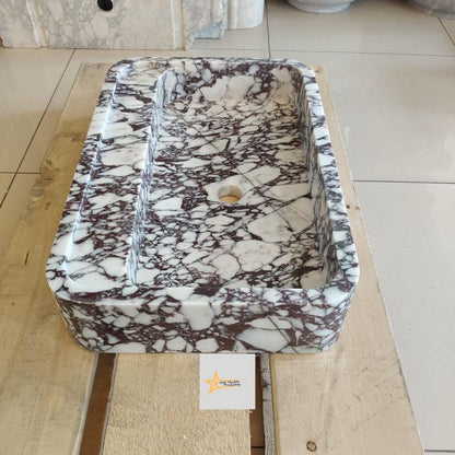 Calacatta Viola Marble Sink Wall Mounted Sink Farmhouse Sink Toilet Room Sink Calacatta Sink Hand Carved Marble Sink Marble Sink