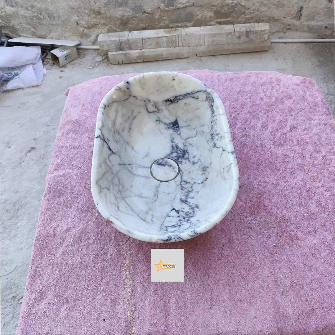 Calacatta Viola Marble Sink  Farmhouse Sink Powder Room Sink Calacatta Sink  Hand Carved Marble Sink Marble Sink Sink vanity