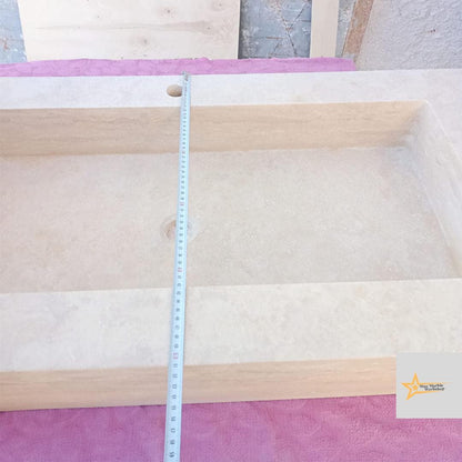 Ready to Ship TSink with Shelf Farmhouse Sink Powder Room Sink  Hand Carved Marble Sink Bathroom Sink natural stone sink  With Faucet Hole