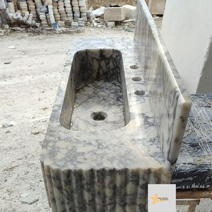 Calacatta Viola Marble Sink Wall Mounted Sink Farmhouse Sink Powder Room Sink Calacatta Sink  Hand Carved Marble Sink