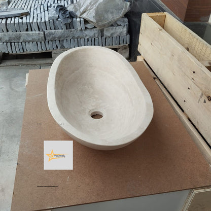 Travertine Farmhouse Sink Ready to Ship Hand Carved Marble Bathroom Powder Room Natural Stone Sink Sink Vanity Vintage Marble Sink