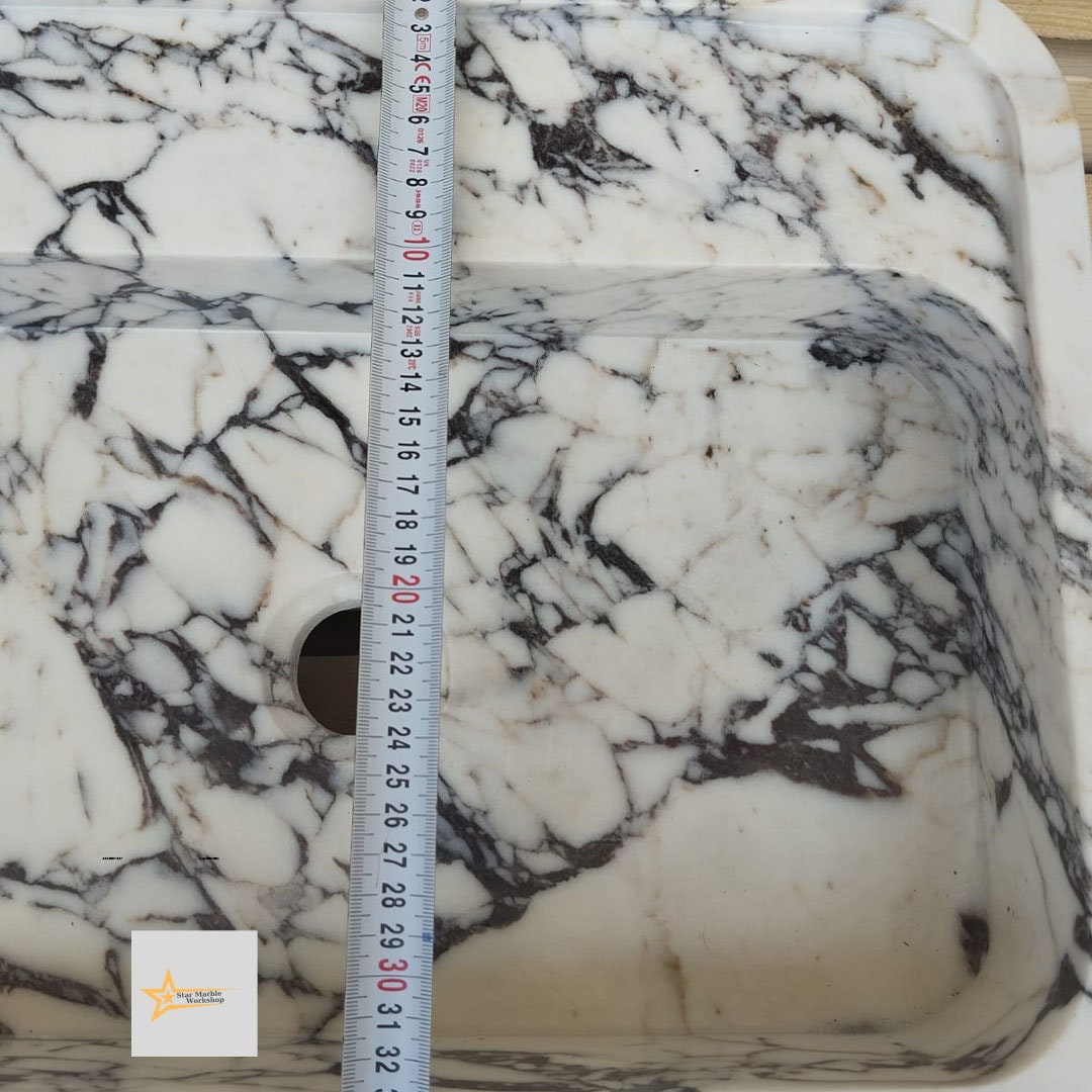 Calacatta Viola Marble Sink Farmhouse Sink Toilet Room Sink Calacatta Sink Hand Carved Marble Sink Marble Sink Floating Sink