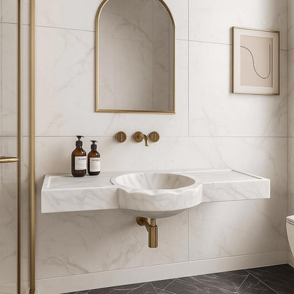 White Marble Sink Wall Mounted Sink Farmhouse Sink Powder Room Sink Hand Carved Marble Sink Sink vanity Sink Vanity