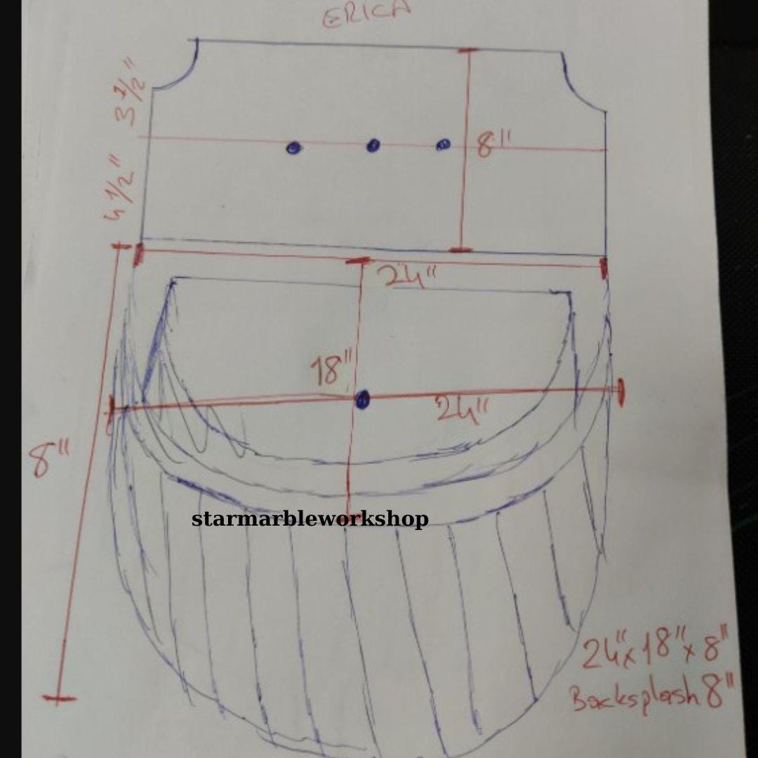 Calacatta Lilac Rectangular Sink, Sink With Faucet Hole Farmhouse Sink Powder Room Sink Calacatta Sink  Hand Carved Marble Sink Washbasin