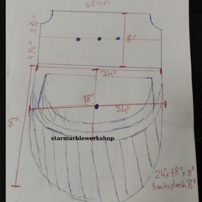Calacatta Lilac Rectangular Sink, Sink With Faucet Hole Farmhouse Sink Powder Room Sink Calacatta Sink  Hand Carved Marble Sink Washbasin