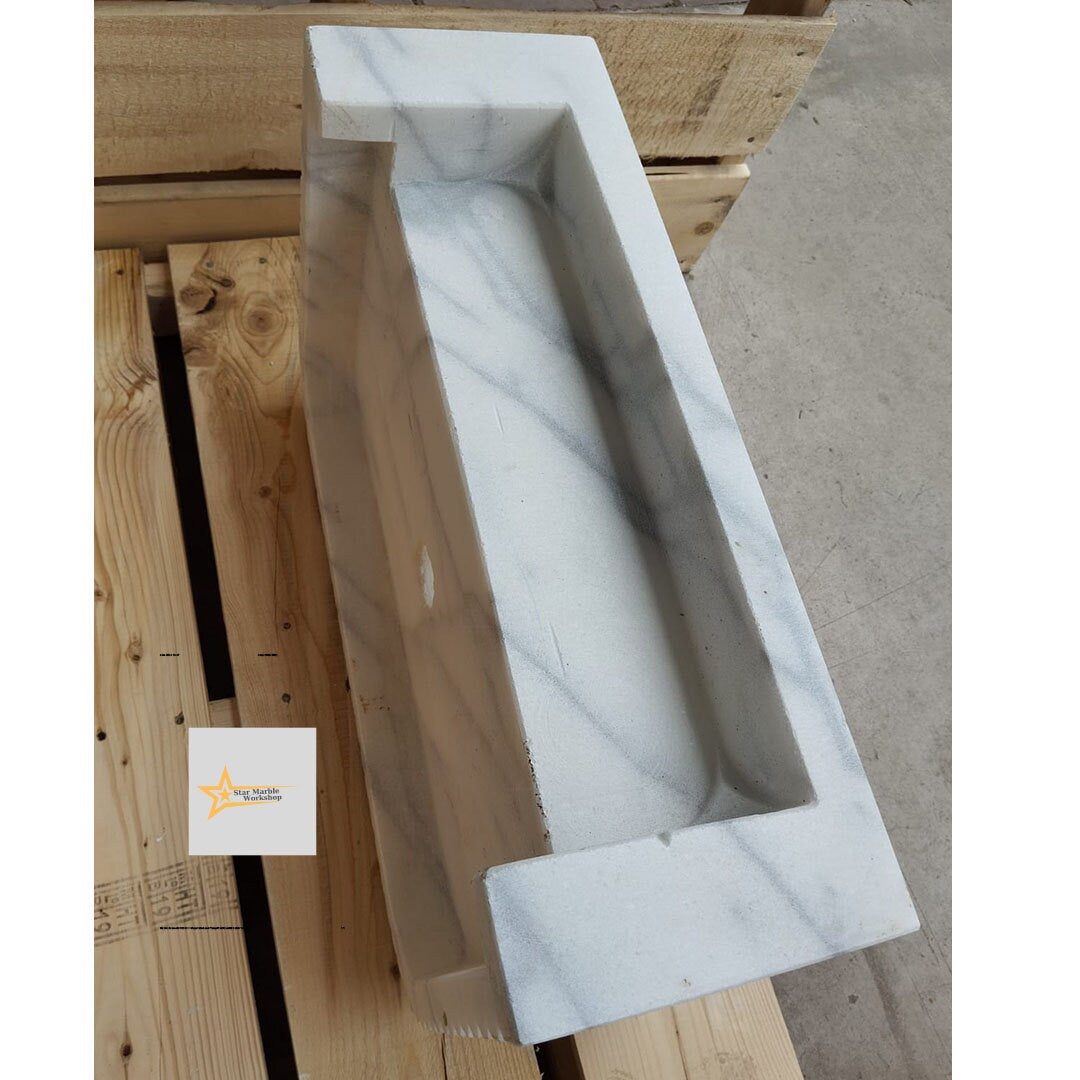 Calacatta Viola Marble Sink Wall Mounted Sink Farmhouse Sink Powder Room Sink Calacatta Sink  Hand Carved Marble Sink Washbasin