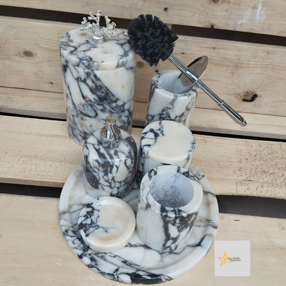 Ready to ship calacatta marble bathroom set Luxury bathroom Marble bathroom set 7 piece bathroom design set