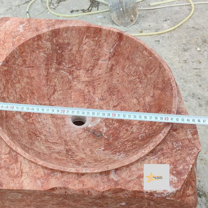 Red Travertine Vertical Sink Farmhouse Sink Toilet Room Sink Hand Carved Marble Sink Bathroom Sink Natural Stone Sink Shapeless Sink