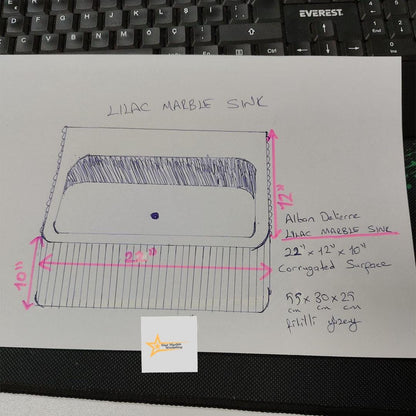 Calacatta Lilac Rectangular Sink, Sink With Faucet Hole Farmhouse Sink Powder Room Sink Calacatta Sink  Hand Carved Marble Sink Washbasin