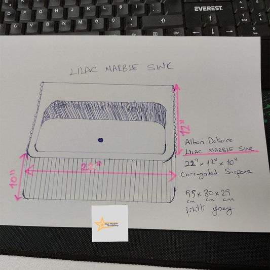 Calacatta Lilac Rectangular Sink, Sink With Faucet Hole Farmhouse Sink Powder Room Sink Calacatta Sink  Hand Carved Marble Sink Washbasin