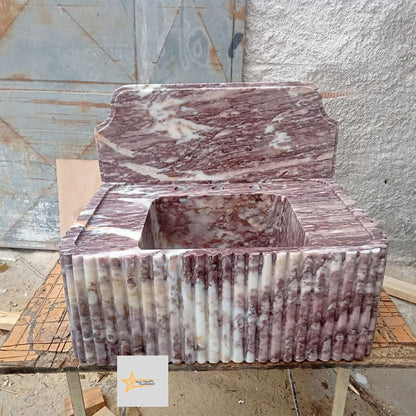 Purple Marble Sink Wall Mounted Sink Farmhouse Sink Toilet Room Sink Hand Carved Marble Sink Counter Top Sink Sink vanity
