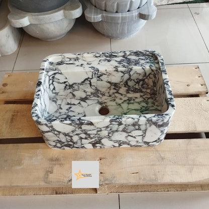 Calacatta Viola Marble Sink Wall Mounted Sink Farmhouse Sink Toilet Room Sink Calacatta Sink Hand Carved Marble Sink Marble Sink