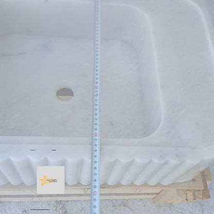 Ready to Ship White Marble Sink Wall Mounted Sink Farmhouse Sink Powder Room Sink Hand Carved Marble Sink Sink vanity