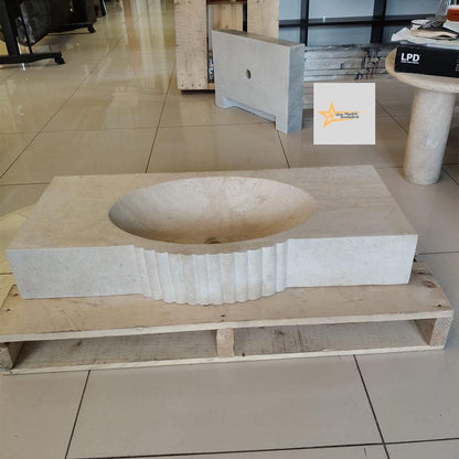 Handmade Travertine Stone Sink – Wall Mounted, Rustic & Modern Bathroom Design